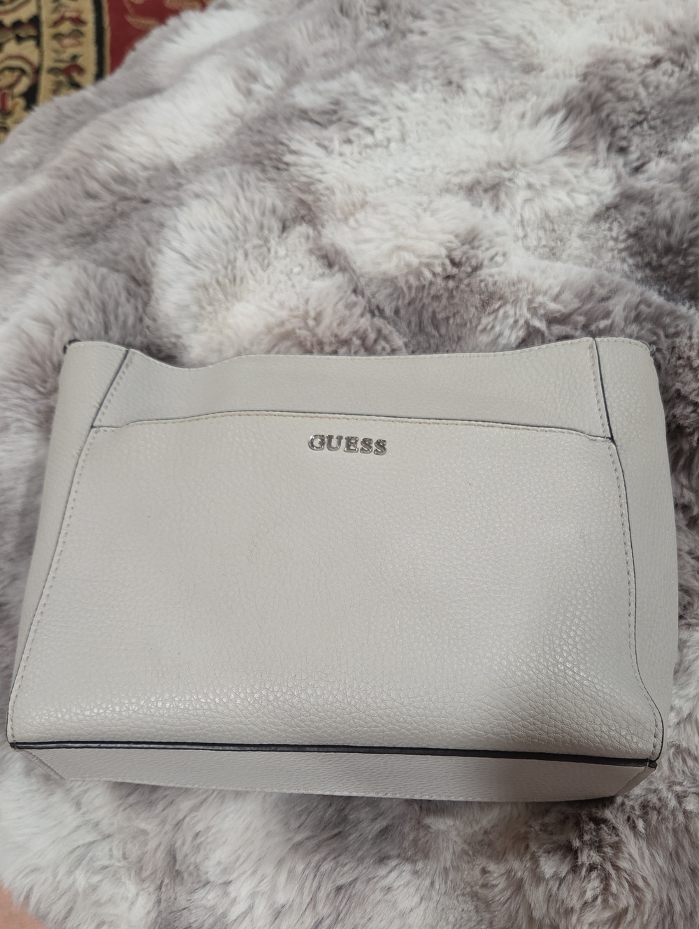 GUESS Pebbled Shoulder Bag in Light Gray